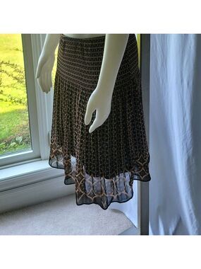 Max Studio Smocked Floral Midi Skirt Size M